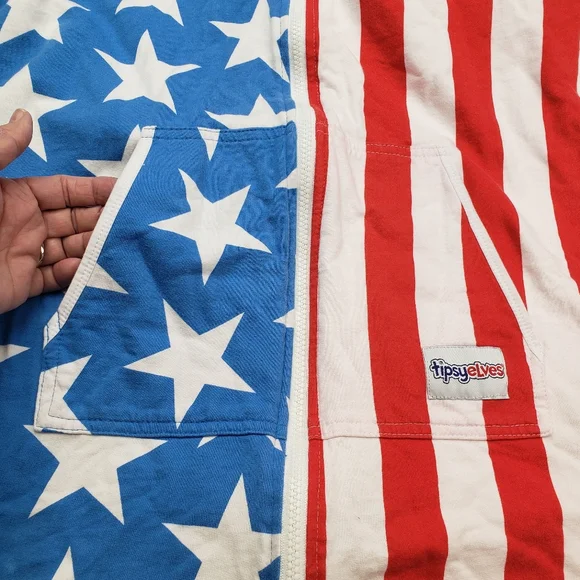 Tipsy Elves USA Onesie American Flag Patriotic Jumpsuit Stars Stripes XL - Picture 8 of 10